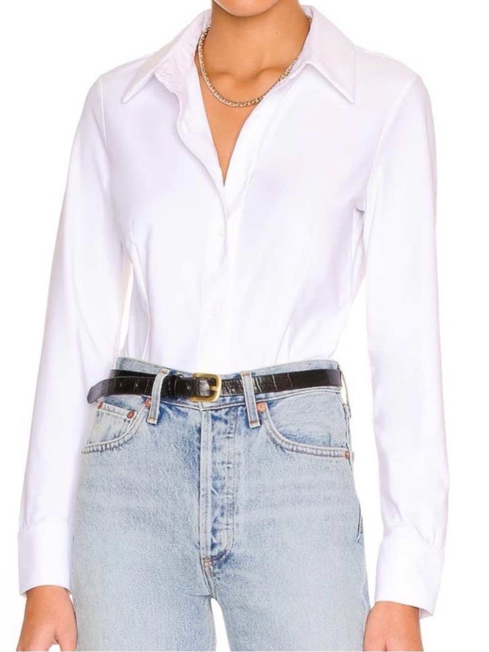 Commando White Long-Sleeve Classic Button-Down Bodysuit NWT